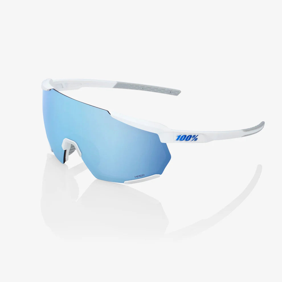 100% RACETRAP - Matte White - Hiper Blue Multilayer Mirror Lens