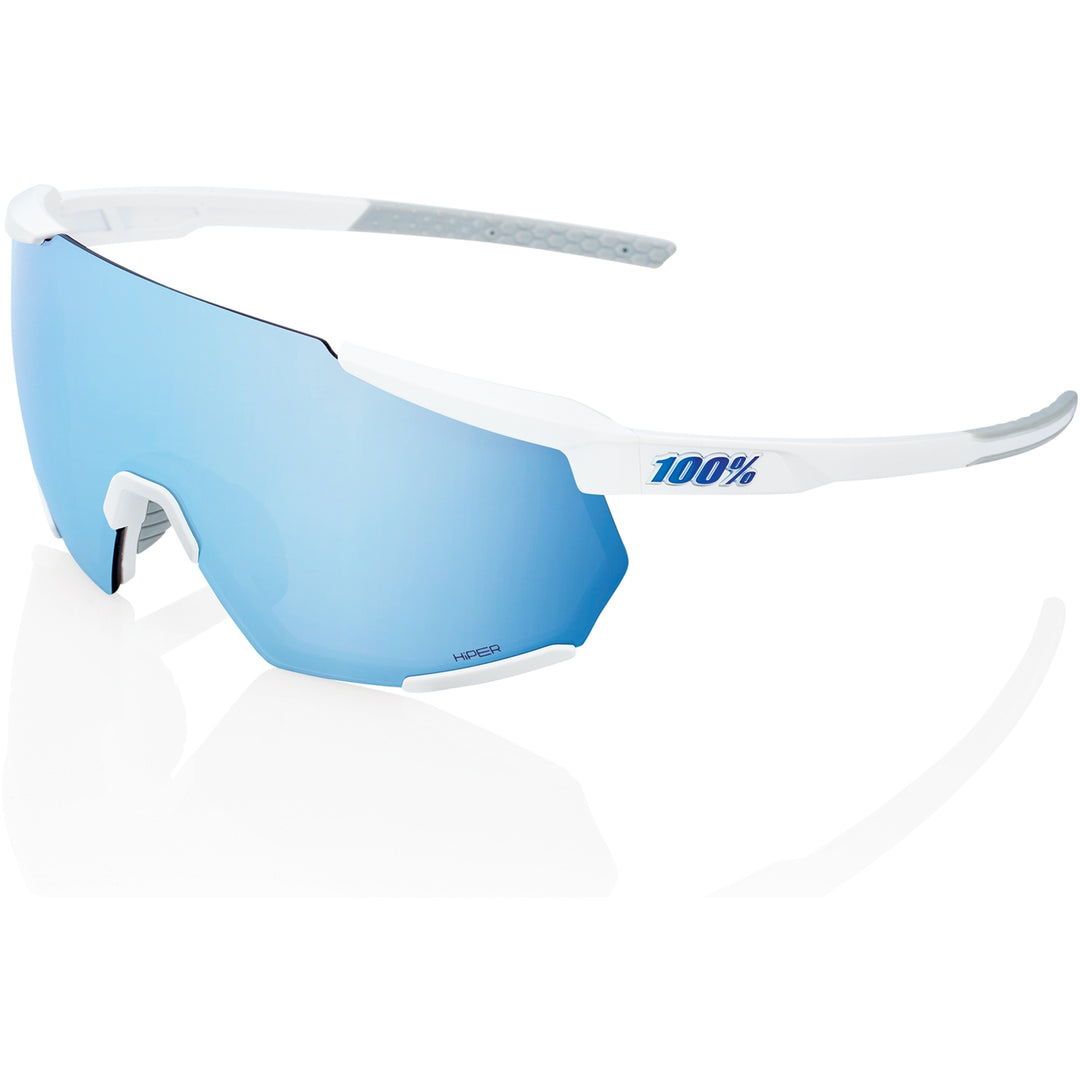 100% RACETRAP 3.0 - Bianco Opaco - Lente Specchiata Multistrato Blu Iper