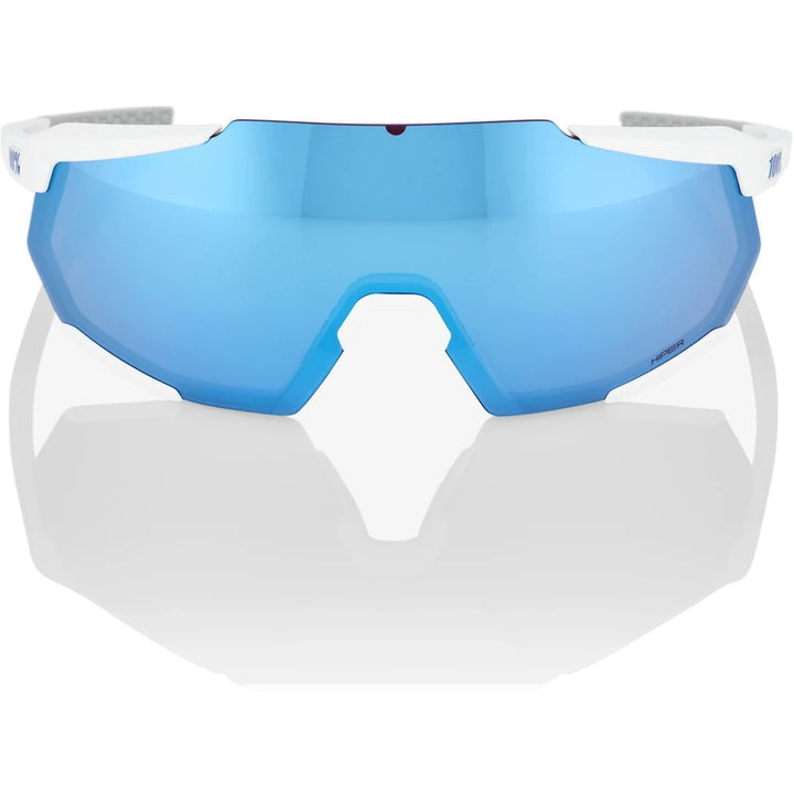 100% RACETRAP 3.0 - Bianco Opaco - Lente Specchiata Multistrato Blu Iper
