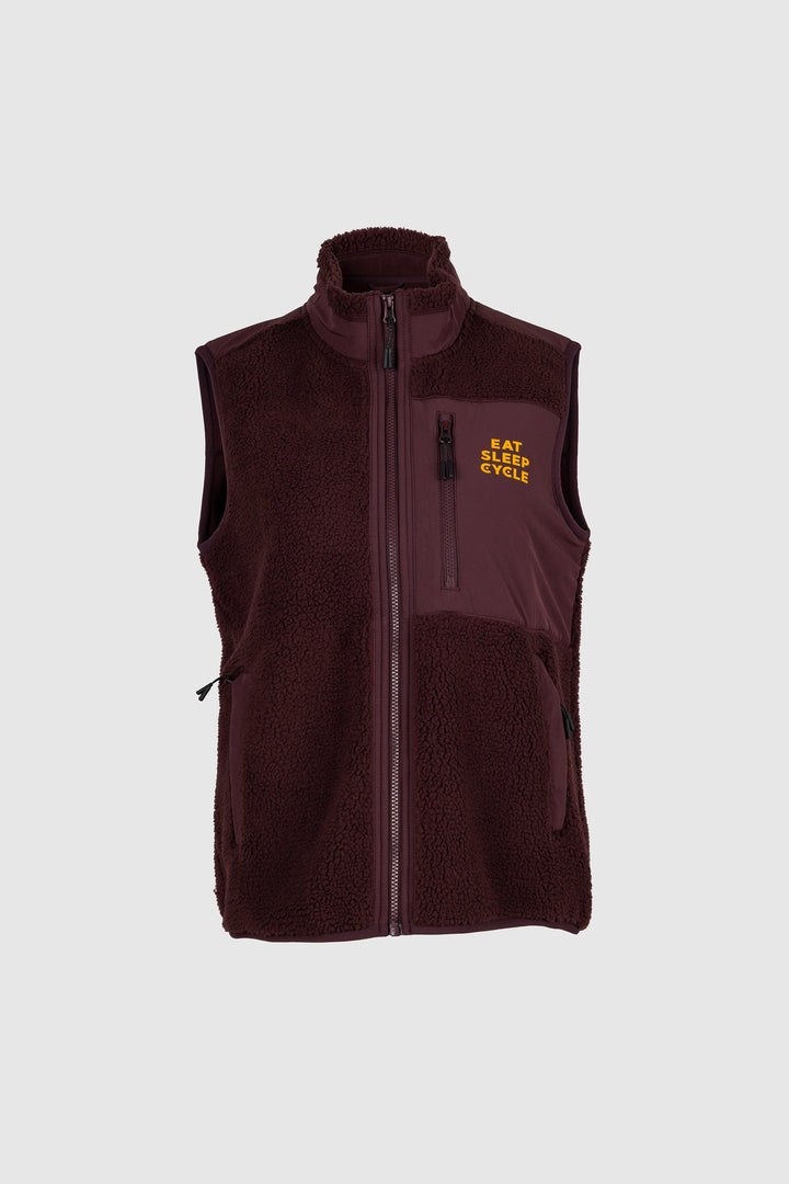 Eat Sleep Cycle Unisex Fleece Vest - Red/Brown
