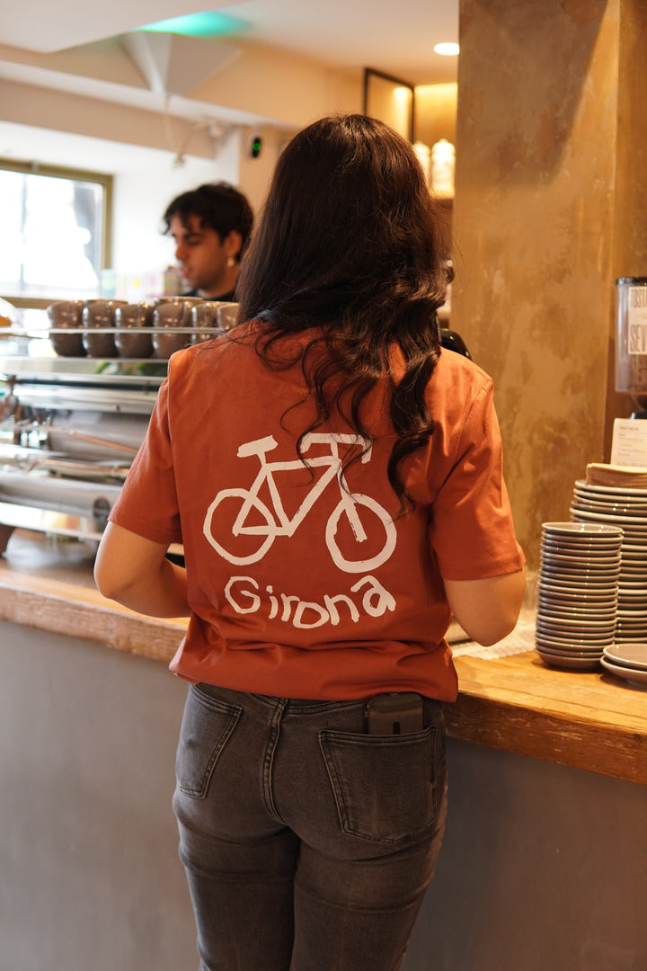 Girona Drawn Bike T-Shirt - Brown