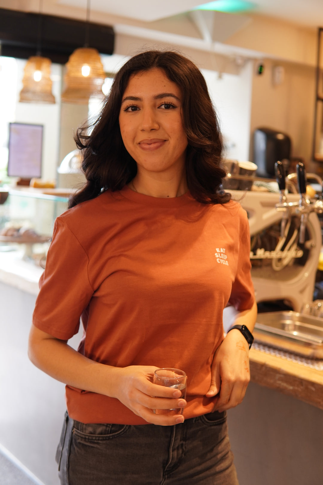 Girona Drawn Bike T-Shirt - Brown