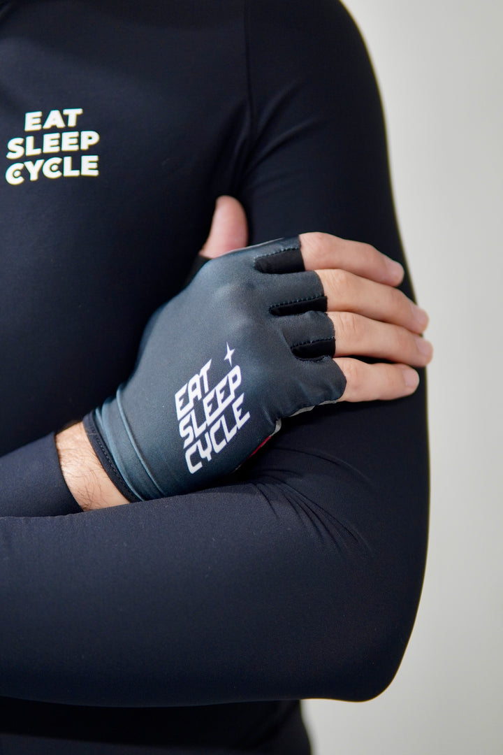 Eat Sleep Cycle Speed Logo Short Finger Cycling Gloves