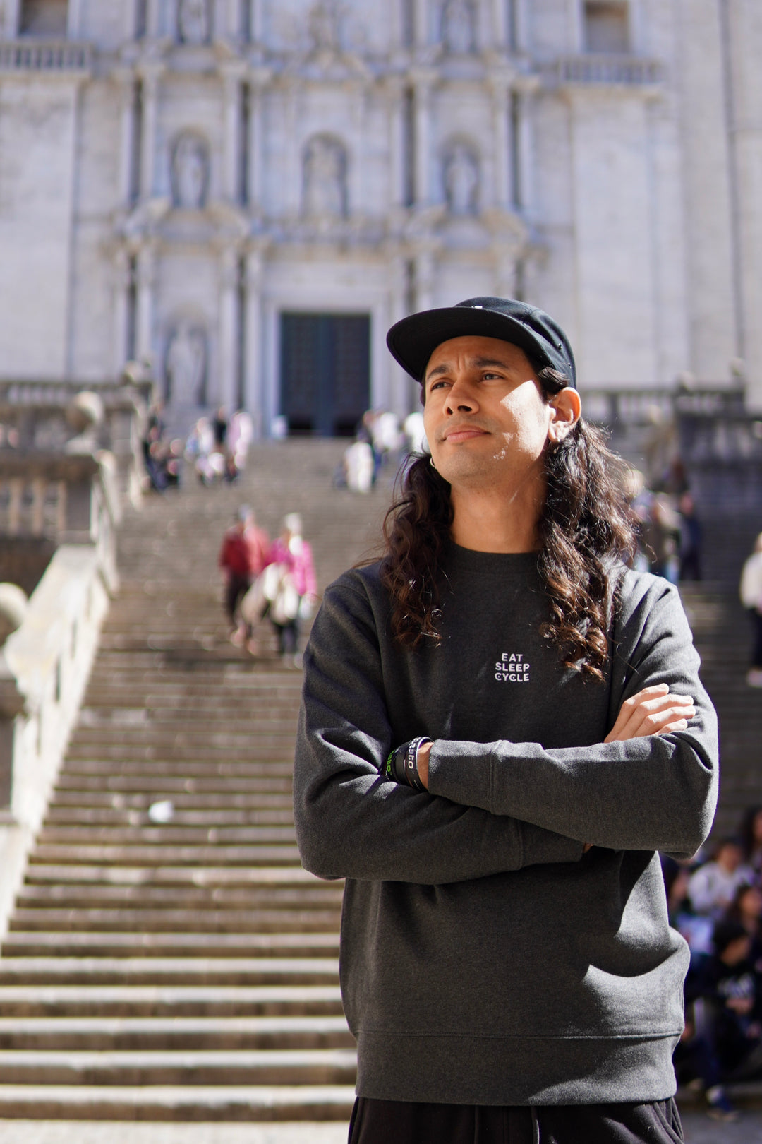 Samarreta amb logotip Eat Sleep Cycle - Gris Fosc