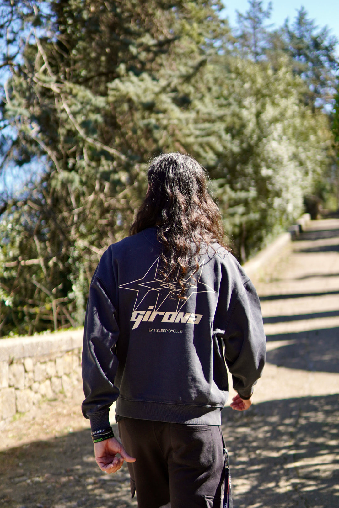 Samarreta Girona Stars Eat Sleep Cycle - Negre Teñit