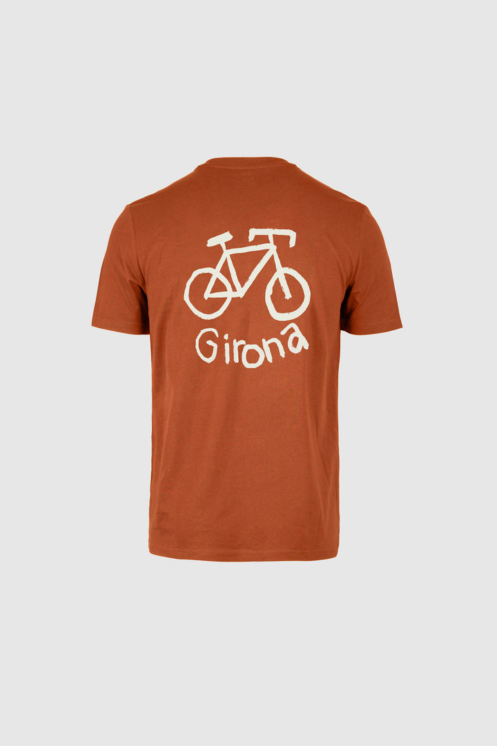 Girona Drawn Bike T-Shirt - Brown