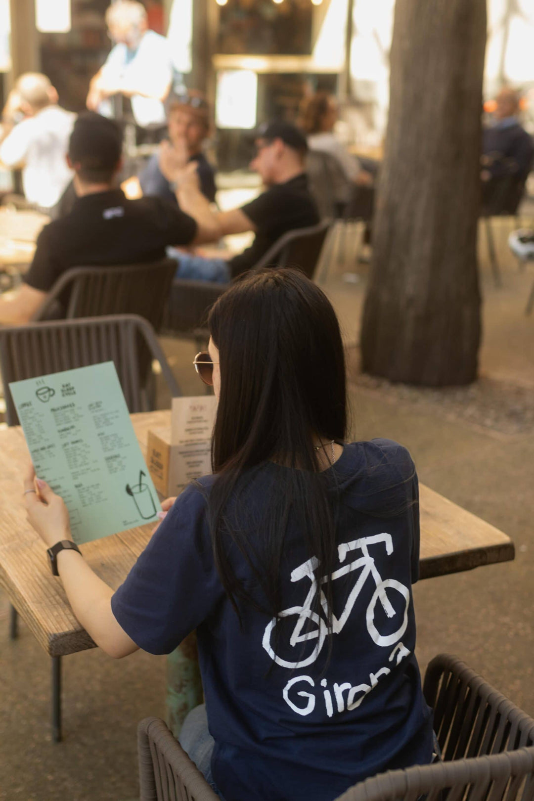 Girona Drawn Bike T-Shirt - Navy
