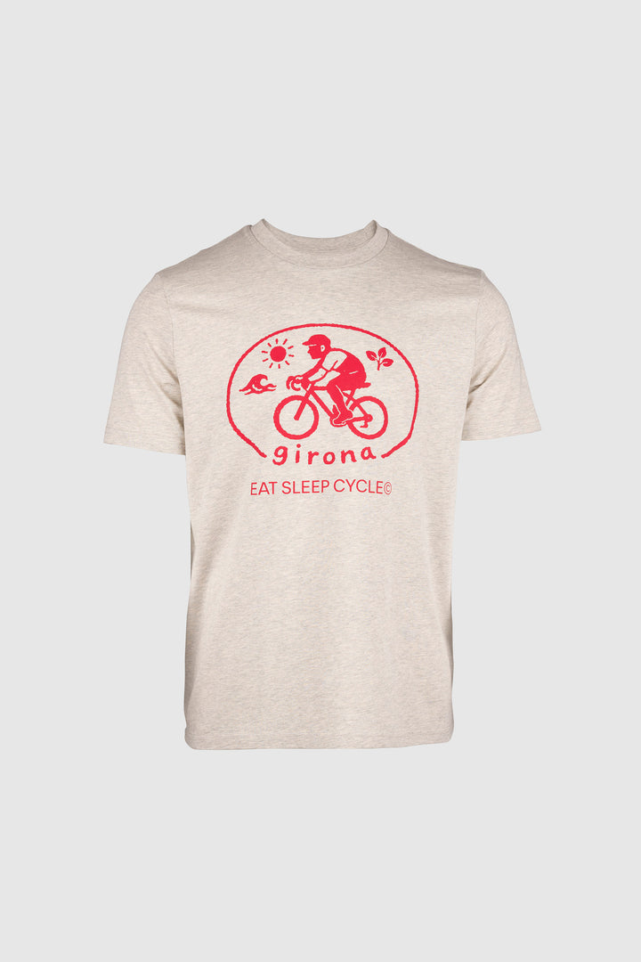 Girona Cyclist Stamp T-Shirt - Vintage White