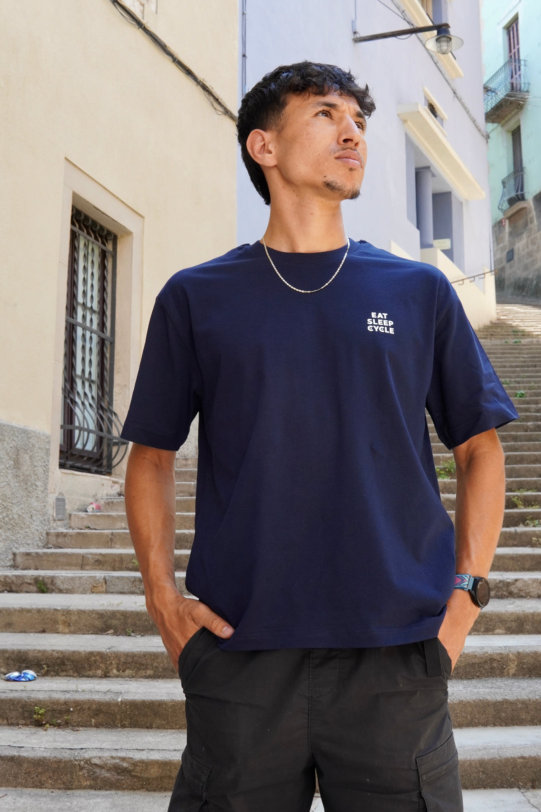 Girona Drawn Bike T-Shirt 2.0 - Navy