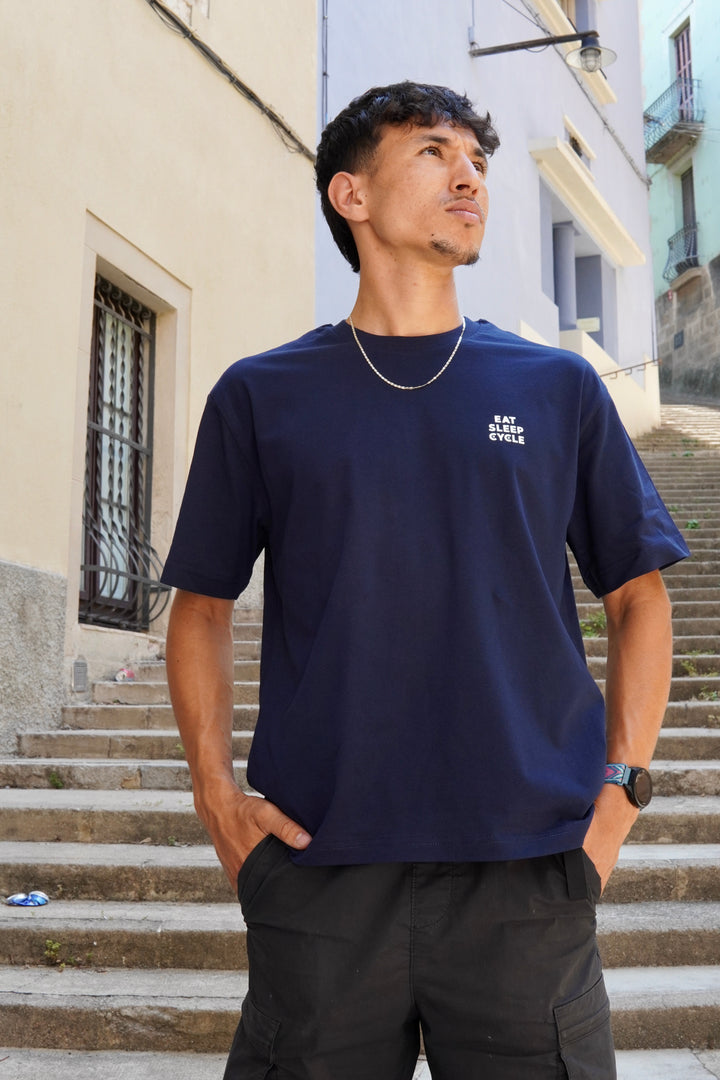Girona Drawn Bike T-Shirt 2.0 - Navy