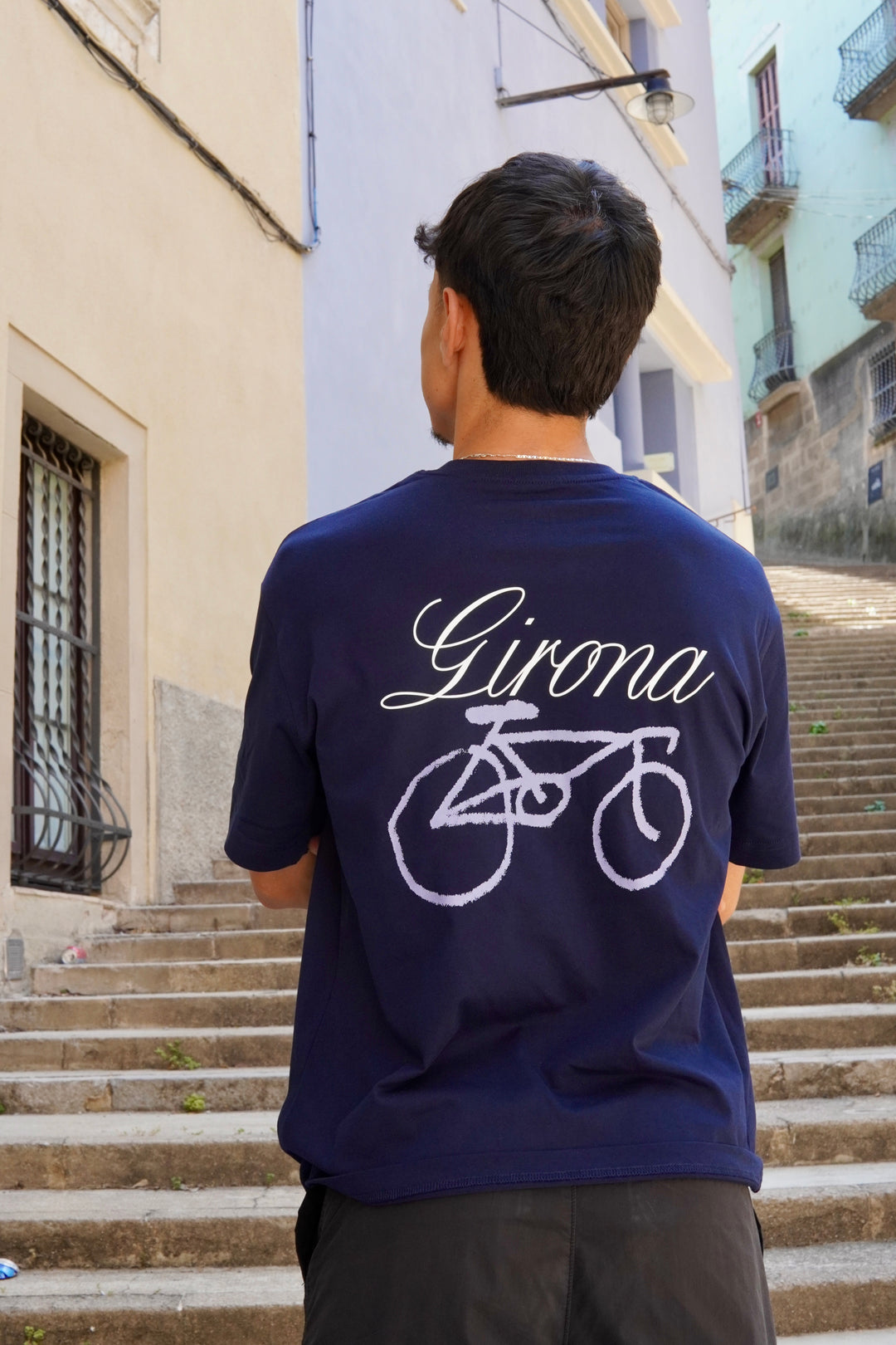 Girona Drawn Bike T-Shirt 2.0 - Navy