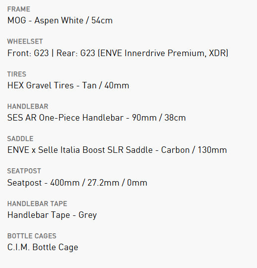 Enve Mog Sram Red XPLR 54 Aspen White