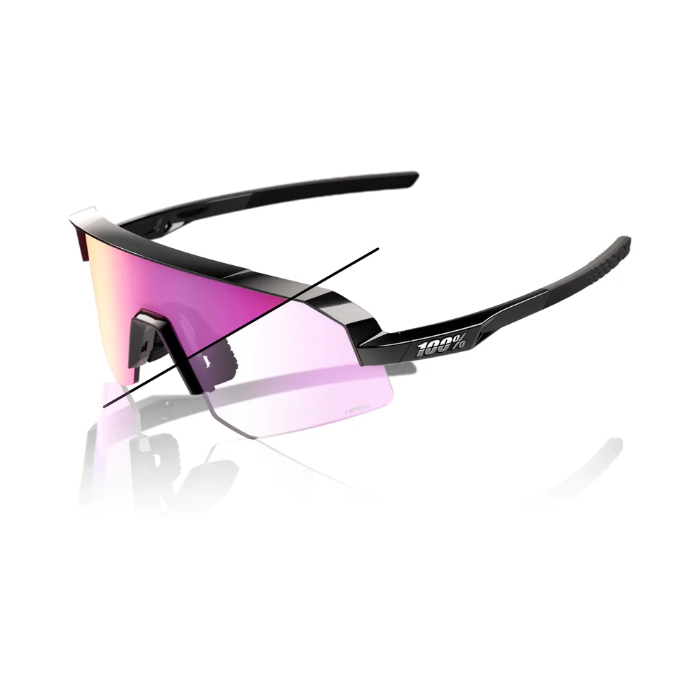 100% SLENDALE SL Gloss Black - Purple Flash Mirror Photochromic Lens