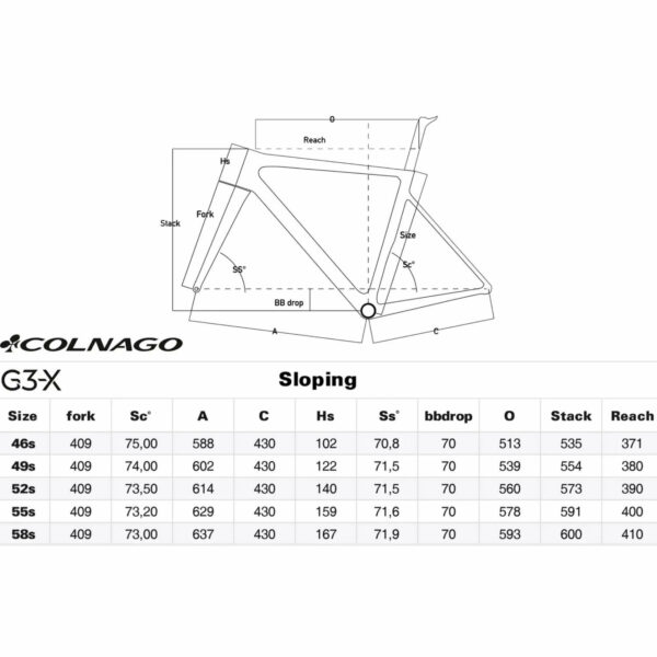 Colnago G3x geometría 1