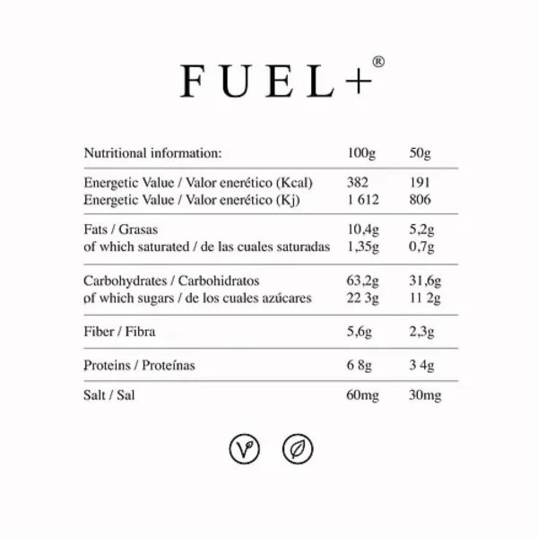 Fuel Oat Bar informacion nutricional