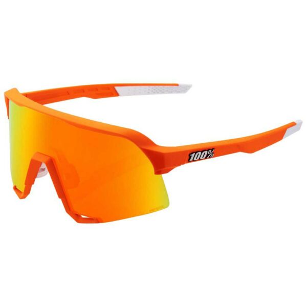 100 Sunglasses S3 Soft Tact Neon Orange Hiper Red Multilayer Mirror Lens