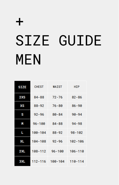 Eat Sleep Cycle Kit Size Guide Men ENG 19