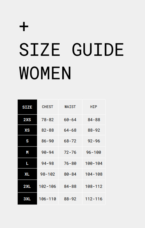 Eat Sleep Cycle Kit Size Guide Women ENG 12