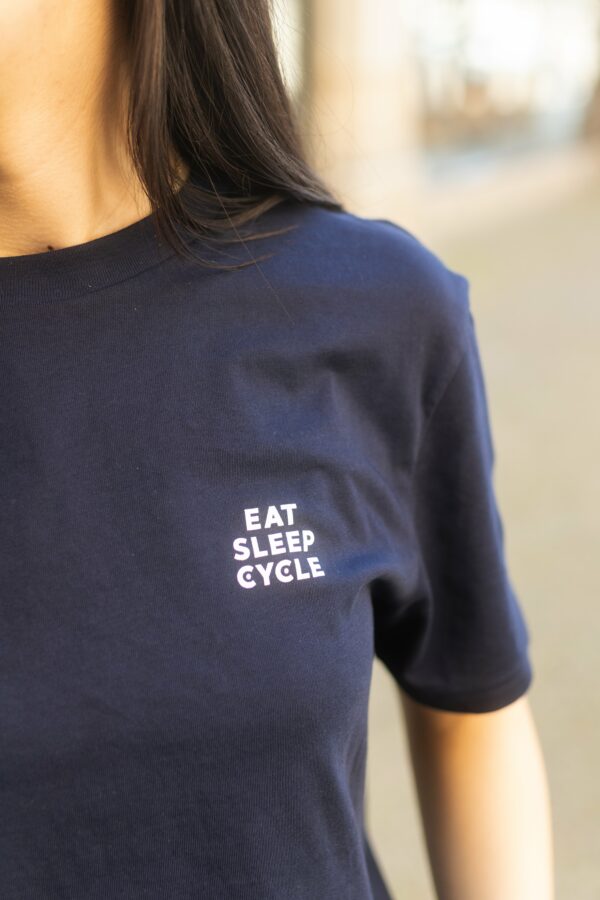 Eat Sleep Cycle Drawn Bike Girona Navy T shirt Unisex 2 scaled