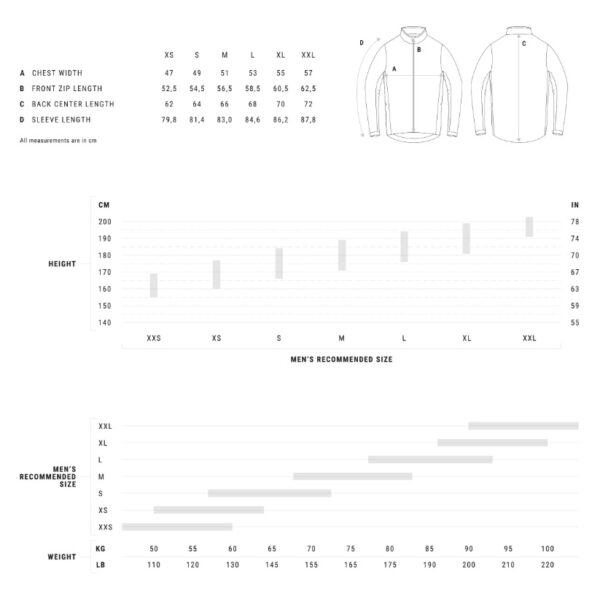 PEdALED ELEMENT Airtastic Windproof Jacket Size Guide