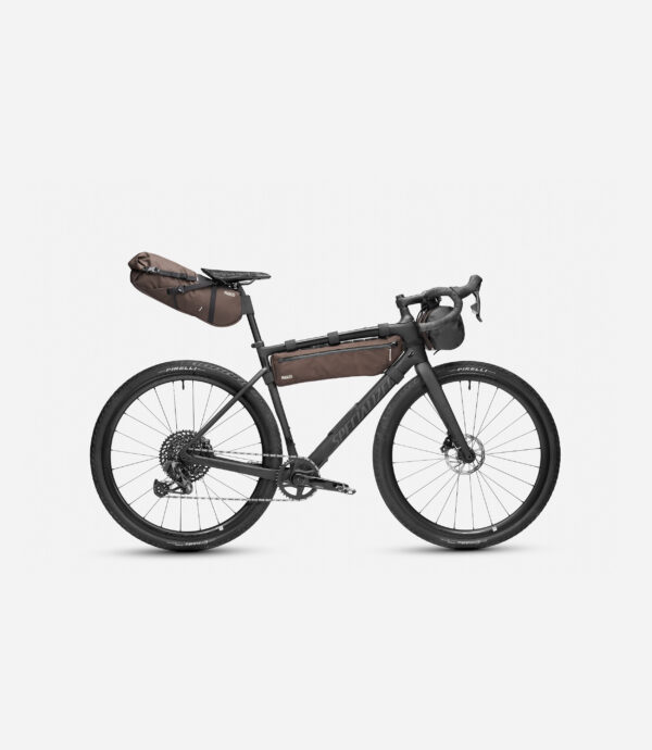bikepacking bag complete kit brown front pedaled 1 scaled