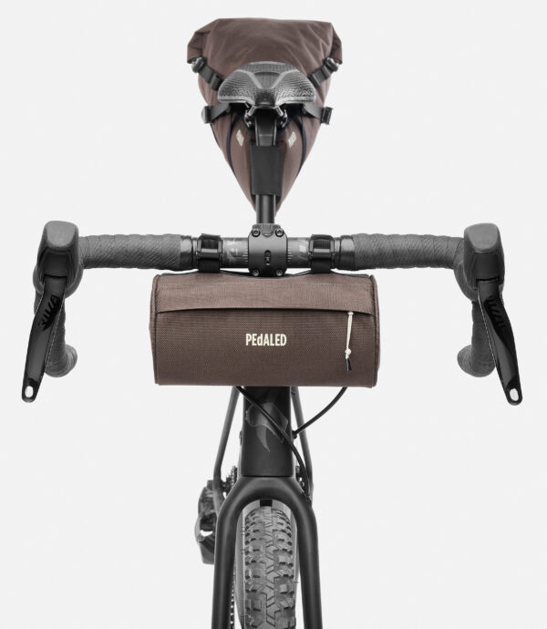 bikepacking bar bag brown bike detail pedaled scaled